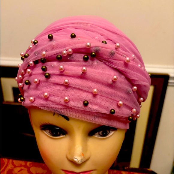 Courage Beaded Caps Chemo Sleep Turban Headwear Scarf Cap (pink) - Picture 6 of 7